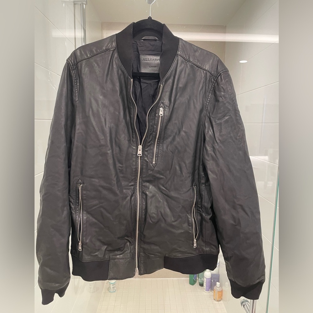 VINTAGE All Saints Black Leather coat